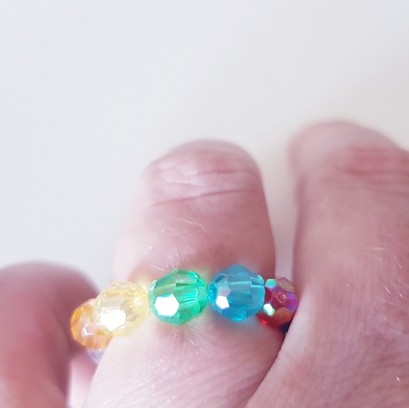 Bejeweled Ring Multi Colored Beads  Handmade Jewelry s8-9 - Picture 7 of 14